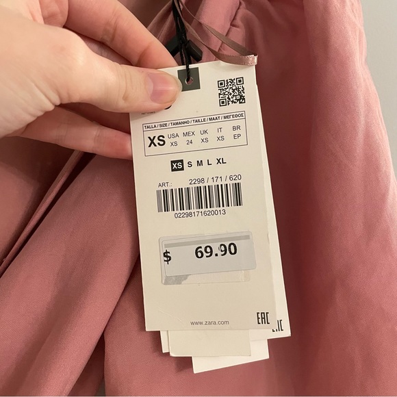 NWT Zara Tie Front Cut-Out Pink Open Back Midi Dress 2298/171/620 - Picture 6 of 9